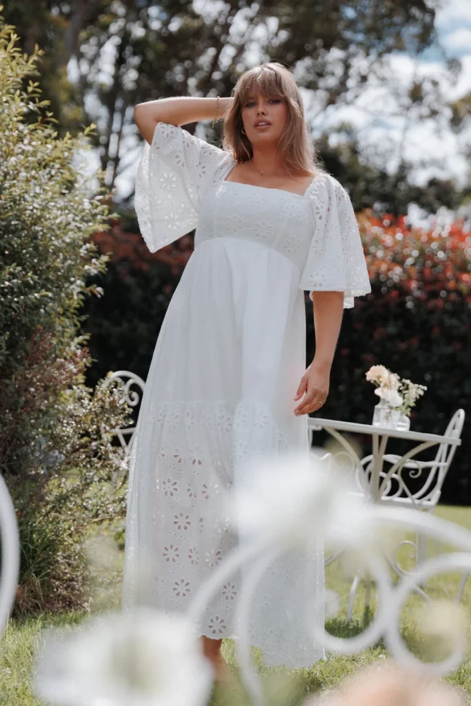 The xana wedding dress, a cheap wedding dress for a garden wedding