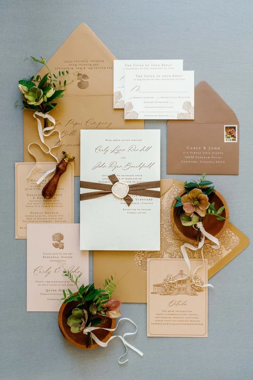 Bespoke wedding invitations by an Australian wedding designer