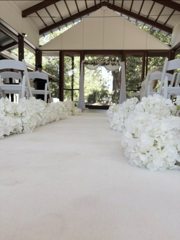 A white ceremony for a wedding by an event hire company in sydney