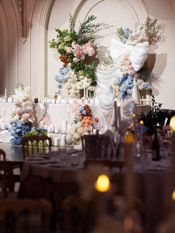 A floral display at a wedding