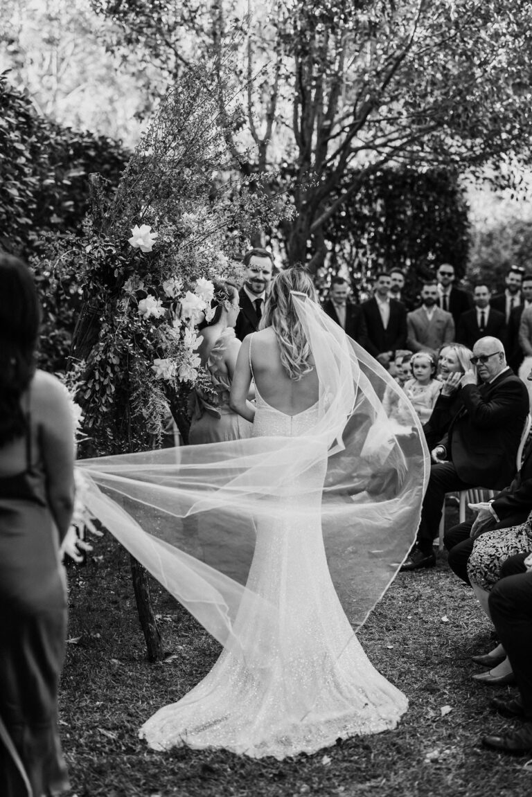 The bride walking down the aisle.