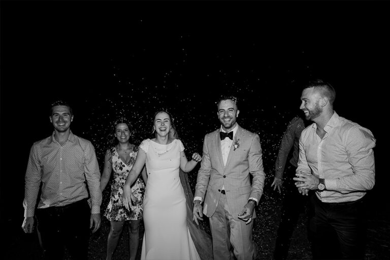 People celebrating the couples wedding day.