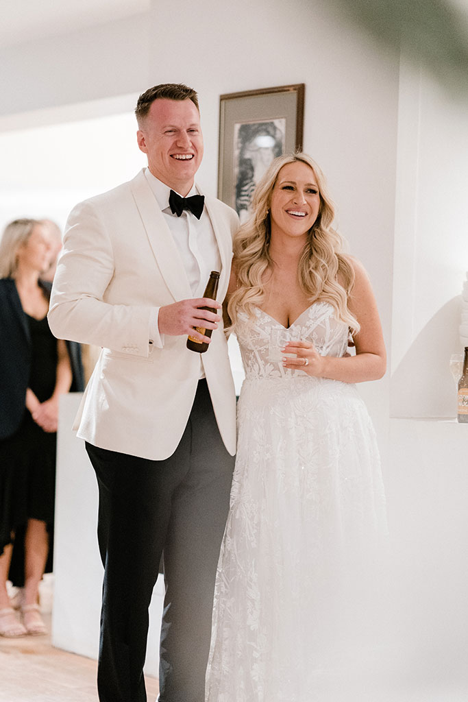 The couple enjoying their wedding party.