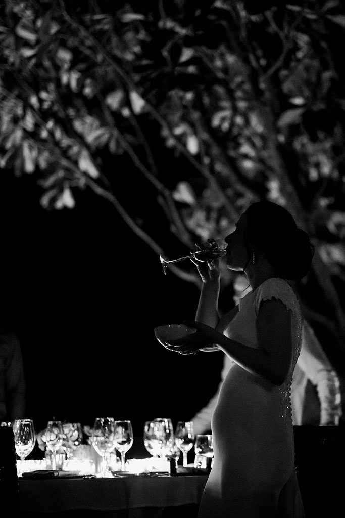 A bride eating