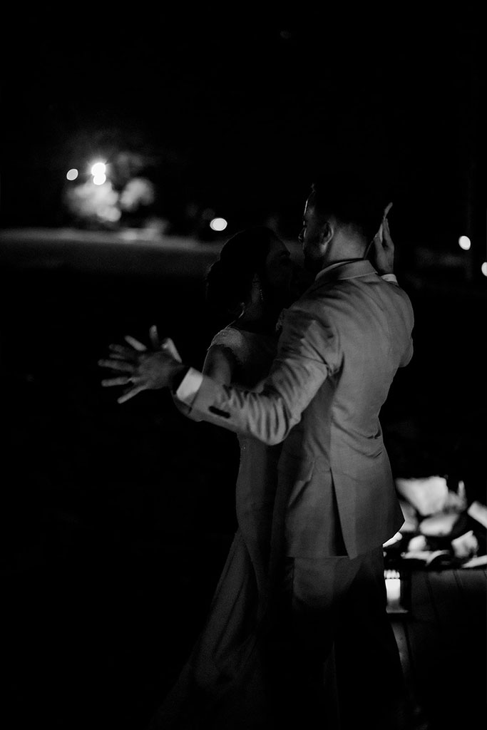 A couple dancing together.