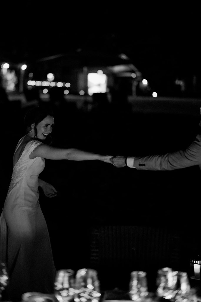 A couple dancing together.