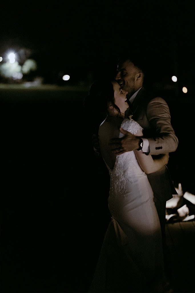 A couple dancing together.