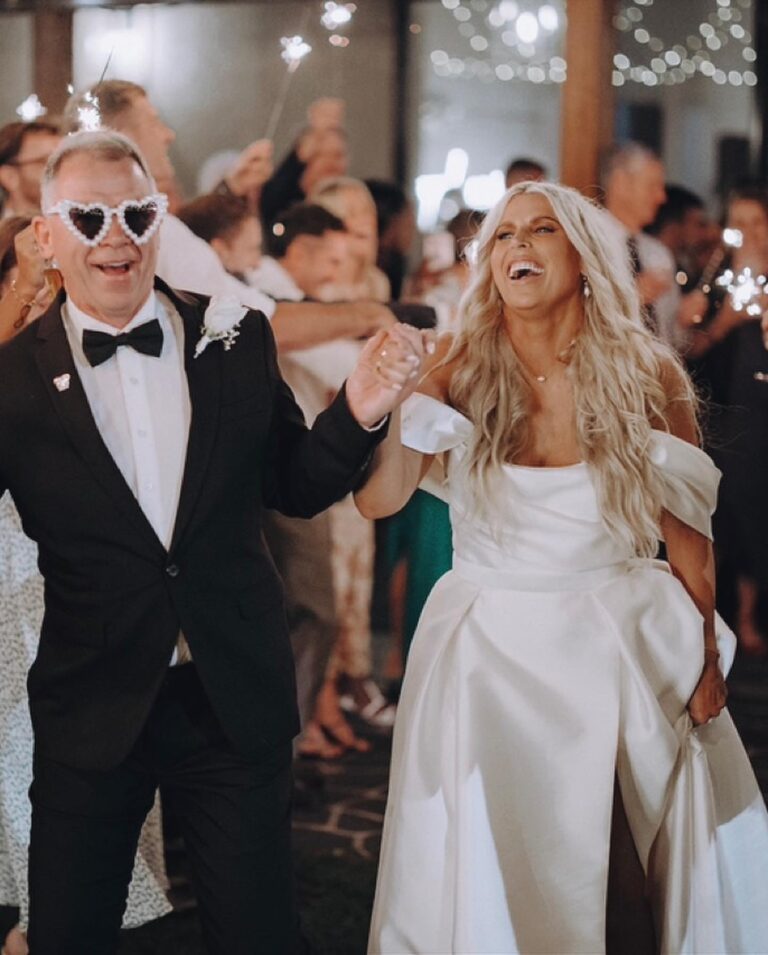 The bride dancing with her father.
