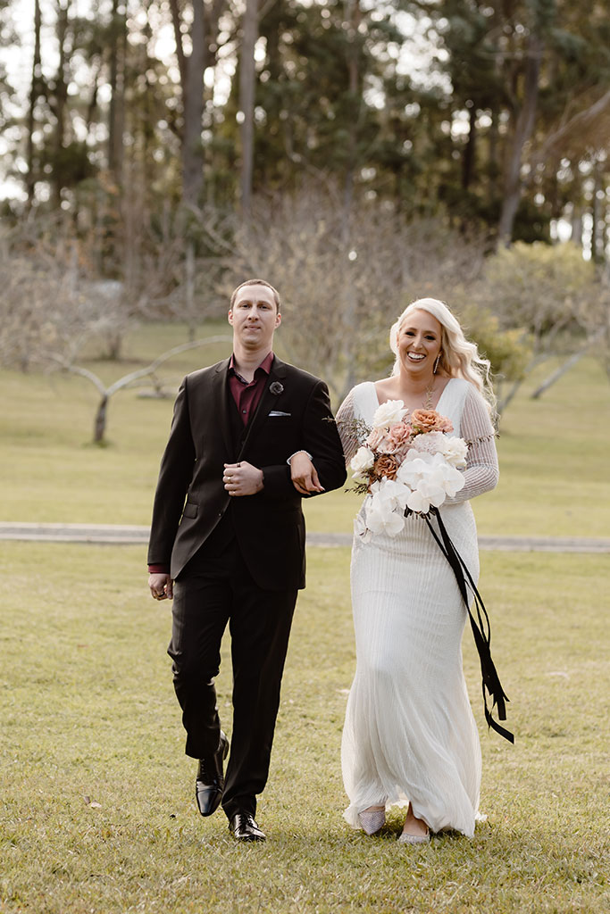 A man and a woman walking