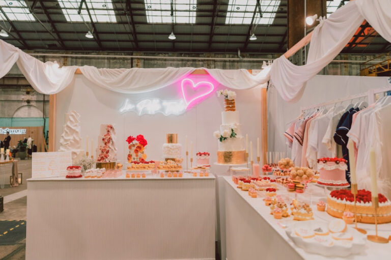 Shows a variety of desserts like cakes and cupcakes.