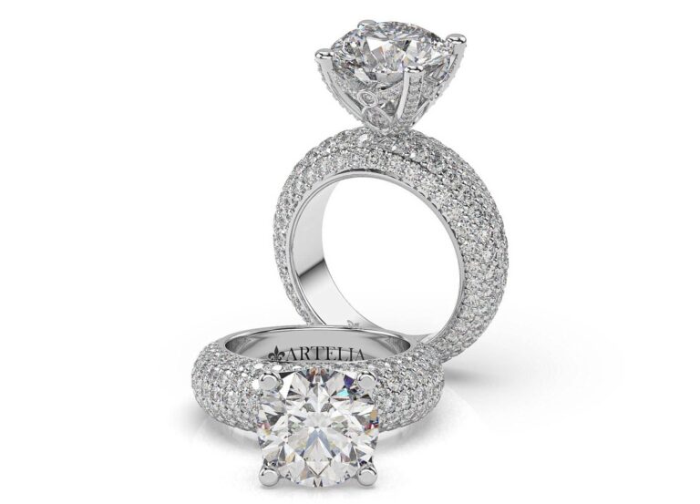 Two diamond engagement rings in 18K white gold by Artelia Jewellery