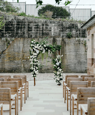 THe gunners barracks sydney wedding venue set up for an outdoor wedding