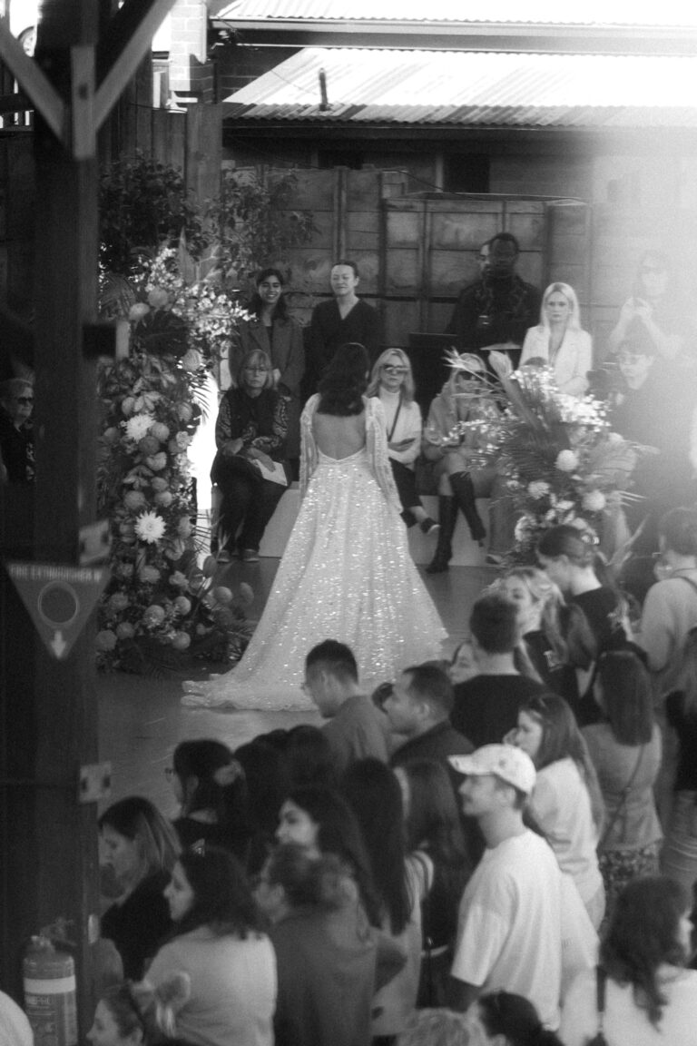A classic wedding ceremony captured in black and white, showcasing love and elegance.