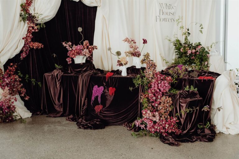 Designer-styled wedding furniture setup on display at wedding expo in Sydney 2025