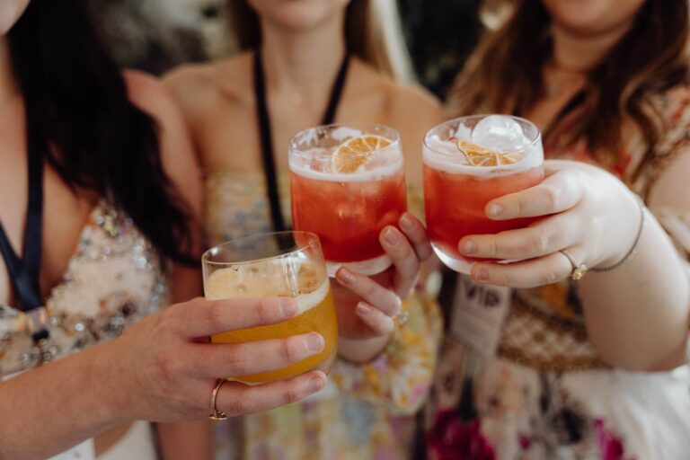 Detailed view of elegant wedding drinks served at the wedding expo in Sydney 2025