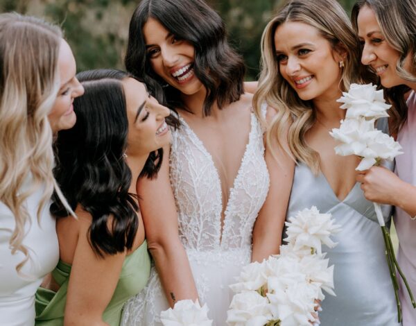 Florists Listing Category Lillypad Flowers Bride and bridesmaids holding matching bouquets designed by Lillypad Flowers Wedding Florist in Melbourne.