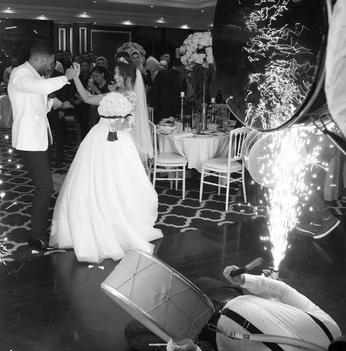 Cultural wedding entertainment with bride and groom dancing to live Lebanese Zaffe drummers – a standout Sydney wedding moment.