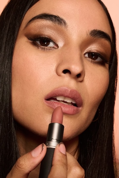 a model wearing bridal lipstick velvet teddy