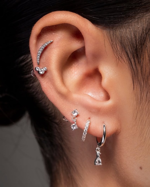A silver bridal ear stack