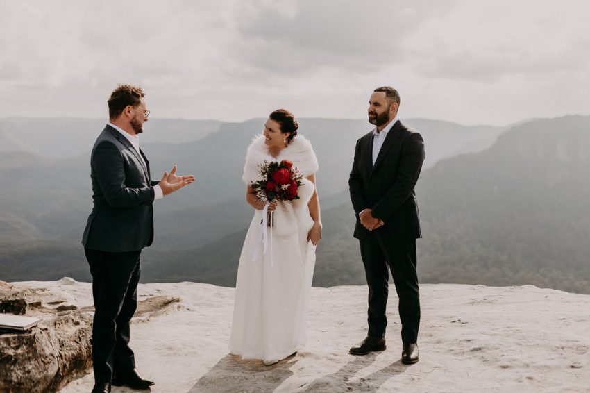 Couple wedding on top of the valley