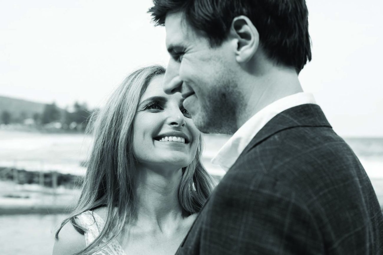 bride looking passionately to the groom